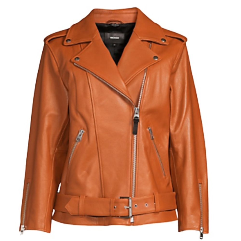 Mackage Jayda Oversized 100% Cow Leather Biker Jacket L/XL - Picture 6 of 17